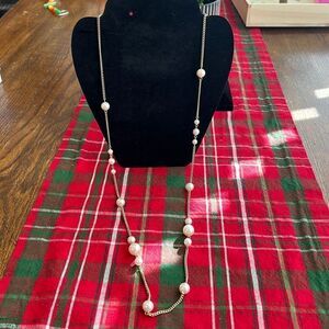 Vintage Light Gold Tone Framing Necklace- 32” Long